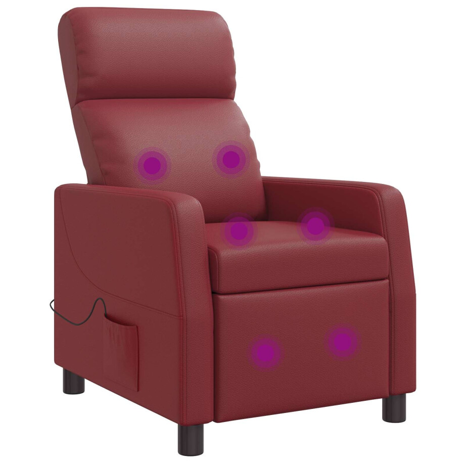vidaXL Massage Recliner Wijnrood Kunstleer afbeelding 1