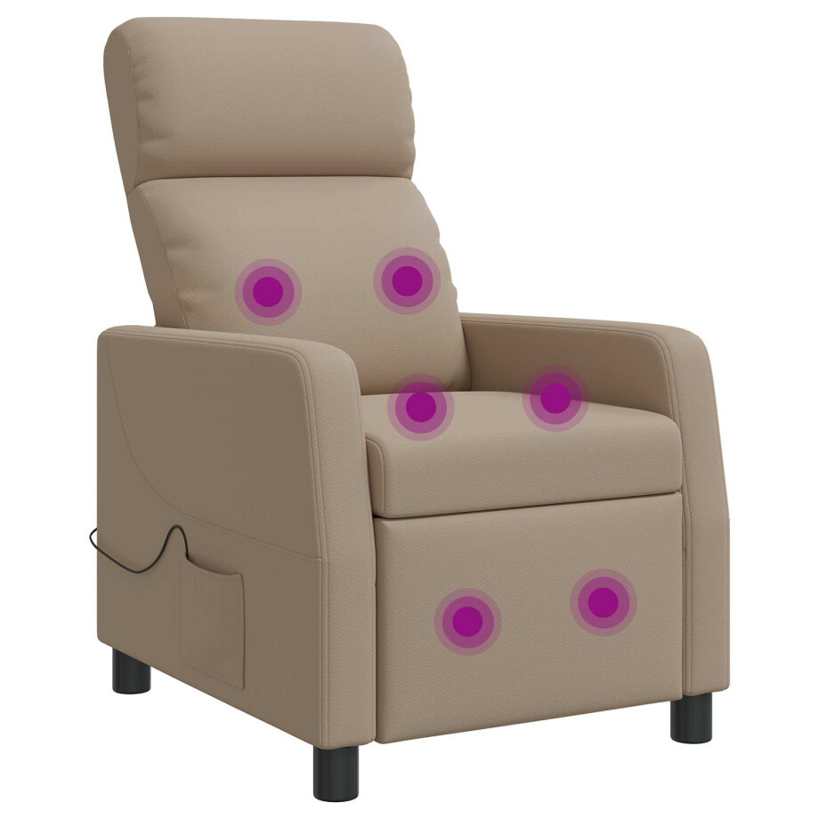 vidaXL Massage Recliner Cappuccino Kunstleer afbeelding 1