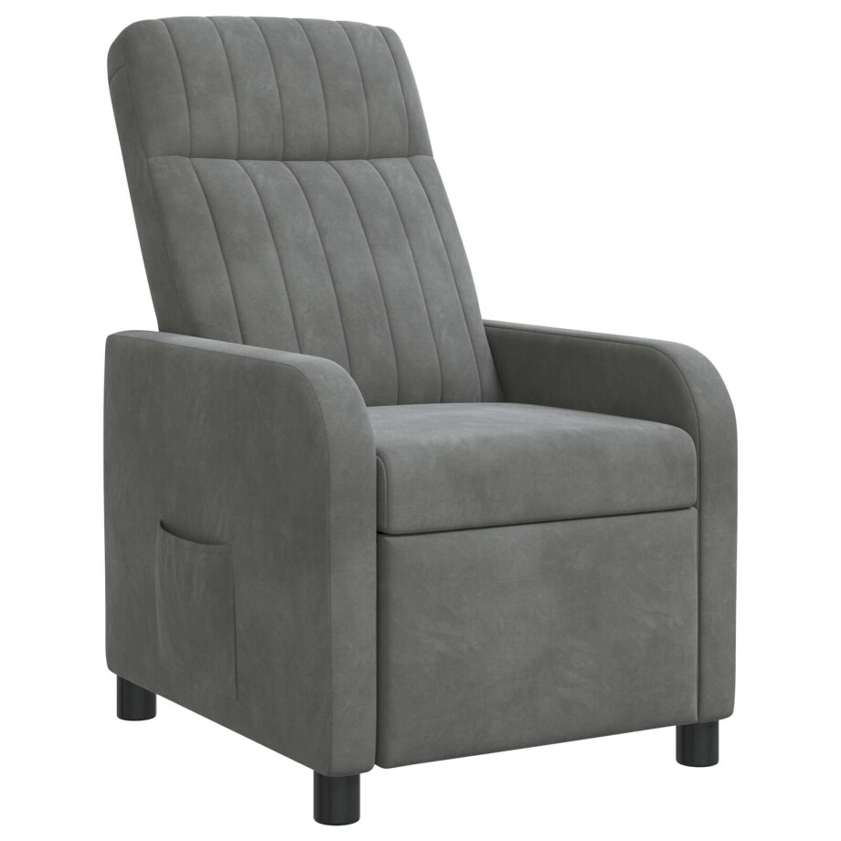 vidaXL Relaxfauteuil Donkergrijs fluweel afbeelding 1