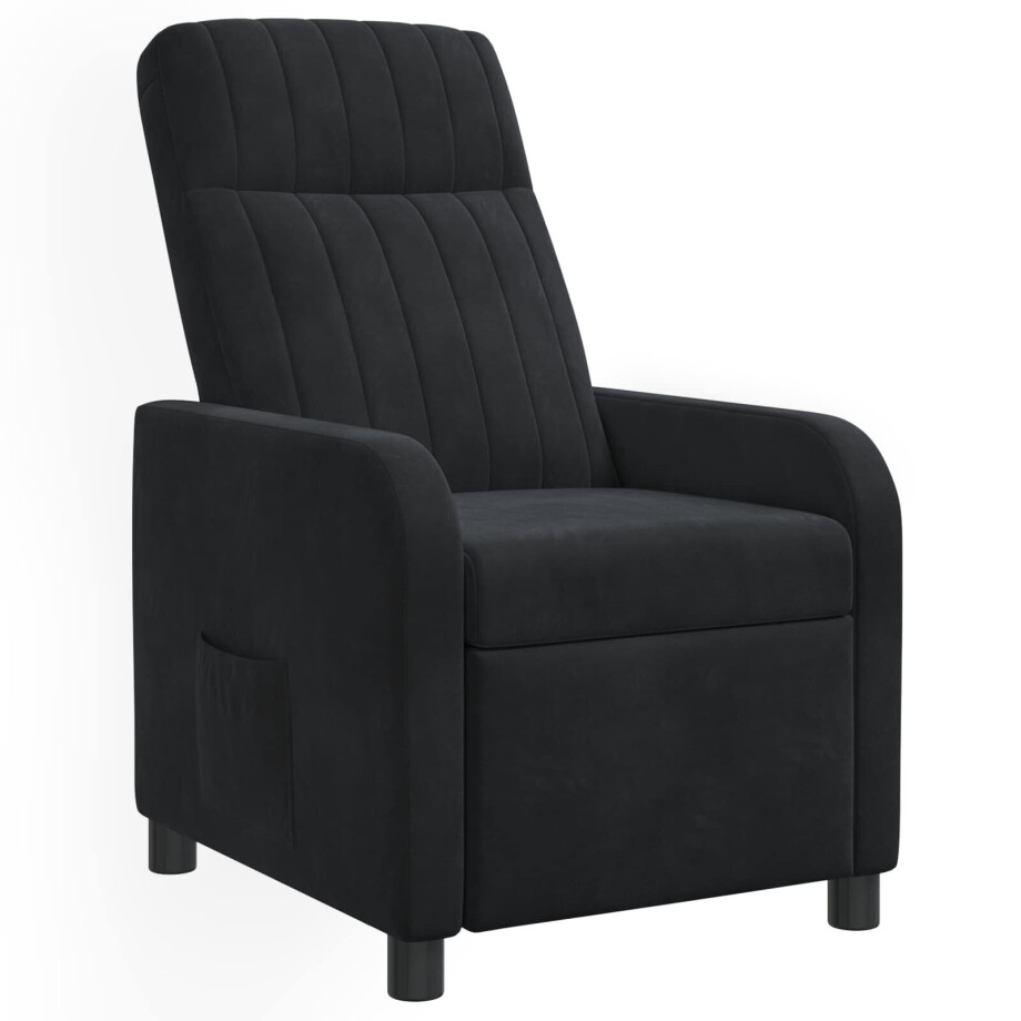 vidaXL Relaxfauteuil Zwart fluweel vidaXL Relaxfauteuil Zwart fluweel afbeelding 1