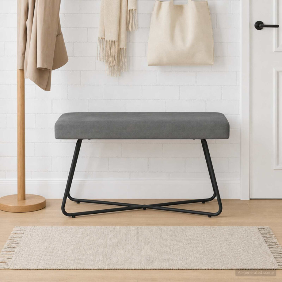 vidaXL Bank Donkergrijs 80 x 40 x 45 cm fluweel vidaXL Bank Donkergrijs 80 x 40 x 45 cm fluweel afbeelding 1