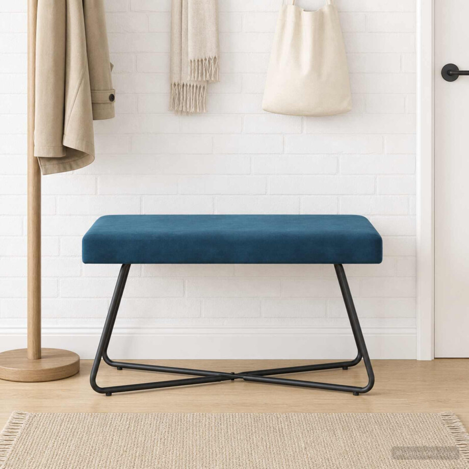vidaXL Bank Blauw 80 x 40 x 45 cm fluweel vidaXL Bank Blauw 80 x 40 x 45 cm fluweel afbeelding 1