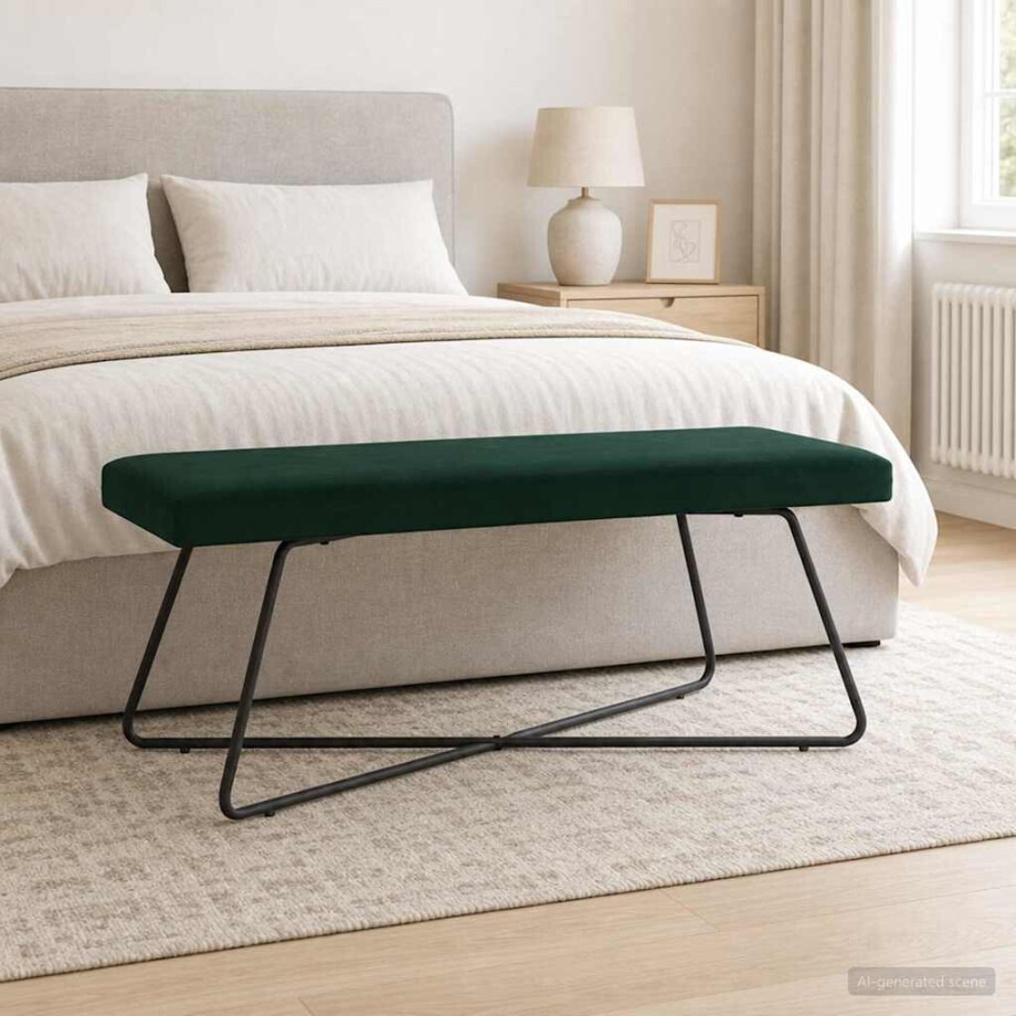 vidaXL Bank Donkergroen 110 x 40 x 45 cm fluweel vidaXL Bank Donkergroen 110 x 40 x 45 cm fluweel afbeelding 1