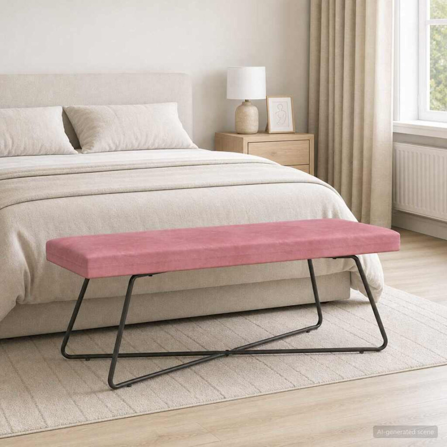 vidaXL Bank Roze 110 x 40 x 45 cm fluweel vidaXL Bank Roze 110 x 40 x 45 cm fluweel afbeelding 1