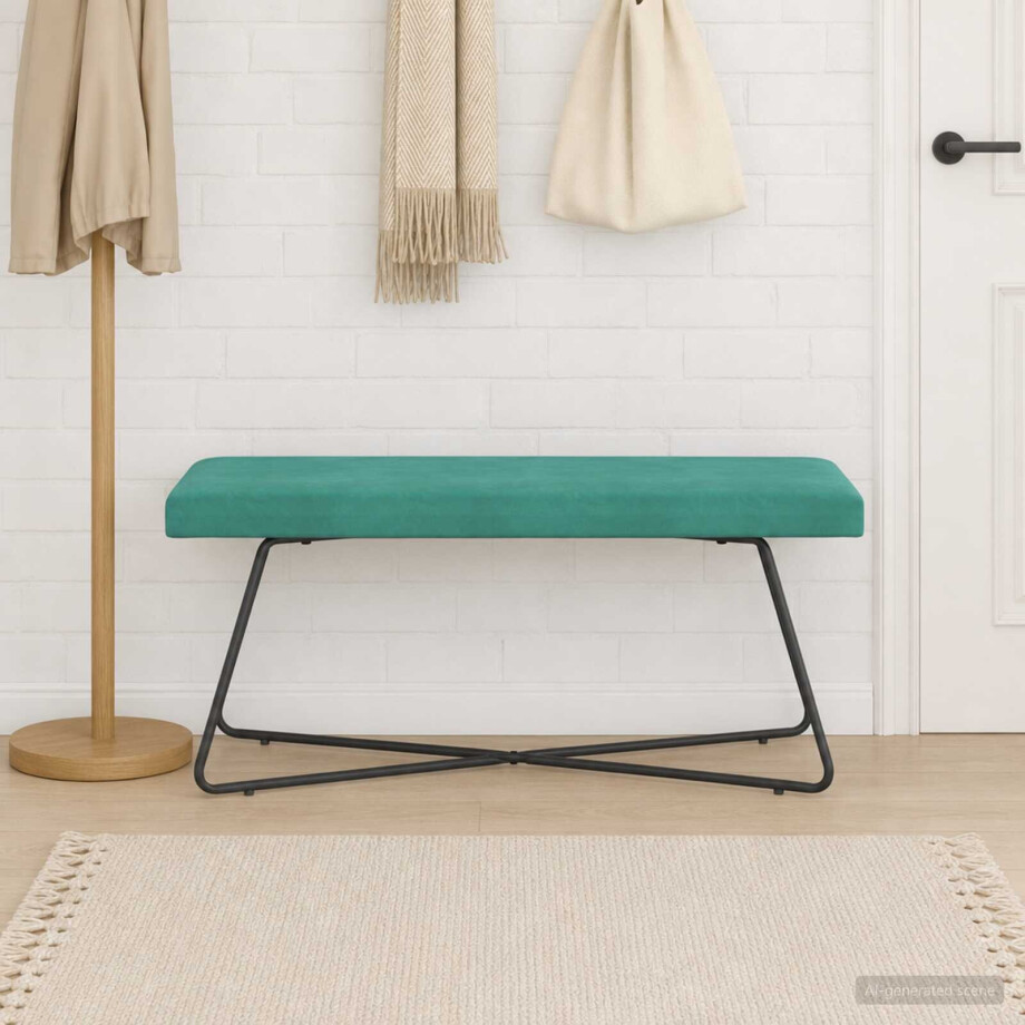 vidaXL Bank Turquoise 110 x 40 x 45 cm fluweel afbeelding 1