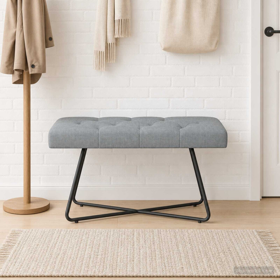 vidaXL Bank met knoopverstelling Lichtgrijs 80 x 40 x 46 cm Stof afbeelding 1