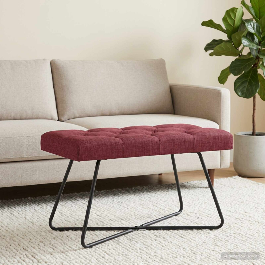 vidaXL Bank met knoopverstelling Wijnrood 80 x 40 x 46 cm Stof afbeelding 1