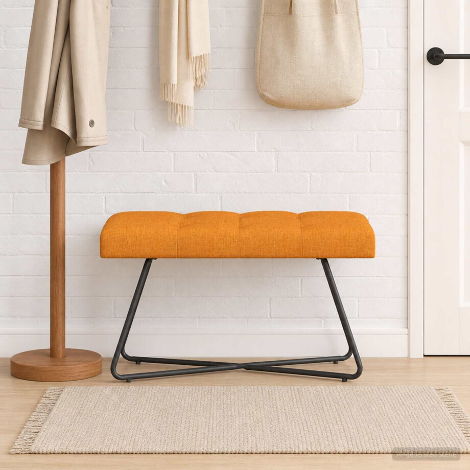 vidaXL Bank met knoopverstelling Donkergeel 80 x 40 x 46 cm Stof afbeelding 1