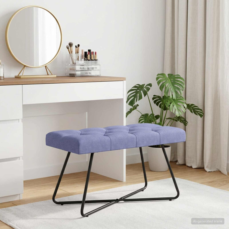 vidaXL Bank met knoopverstelling Jeans Blauw 80 x 40 x 46 cm Stof afbeelding 1