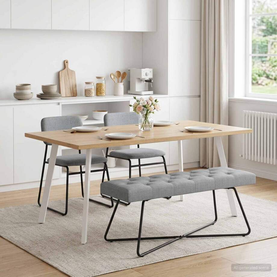 vidaXL Bank met knoopverstelling Lichtgrijs 110 x 40 x 46 cm Stof afbeelding 1