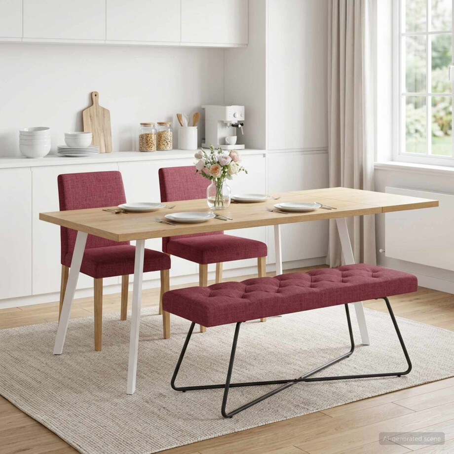 vidaXL Bank met knoopverstelling Wijnrood 110 x 40 x 46 cm Stof afbeelding 1