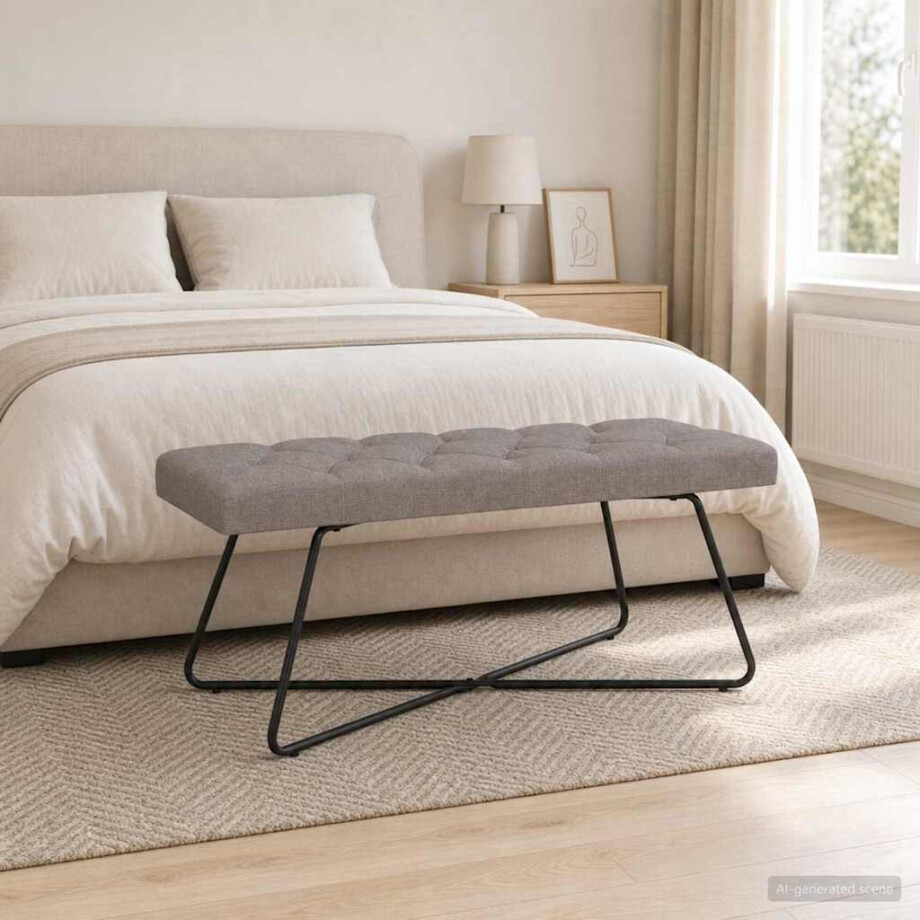 vidaXL Bank met knoopverstelling Taupe 110 x 40 x 46 cm Stof afbeelding 1