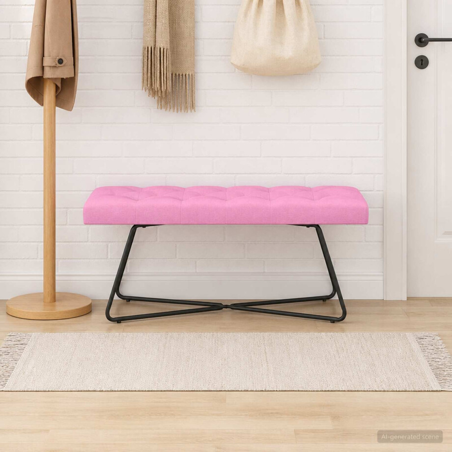 vidaXL Bank met knoopverstelling Roze 110 x 40 x 46 cm Stof afbeelding 1