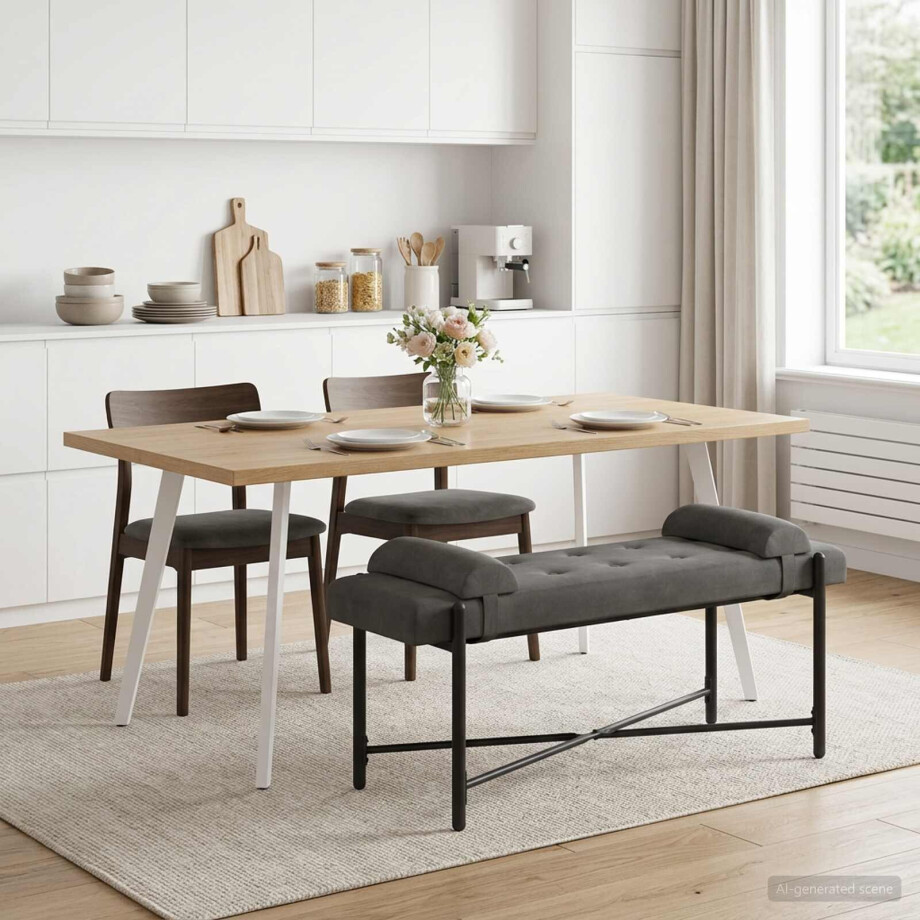 vidaXL Knop-gestept Bankje met Kussens Donkergrijs 110 x 40 x 46 cm vidaXL Knop-gestept Bankje met Kussens Donkergrijs 110 x 40 x 46 cm afbeelding 1