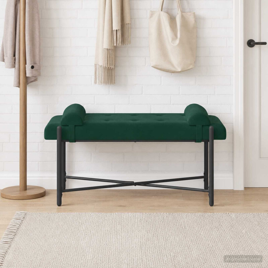 vidaXL Knop-gestept Bankje met Kussens Donkergroen 110 x 40 x 46 cm vidaXL Knop-gestept Bankje met Kussens Donkergroen 110 x 40 x 46 cm afbeelding 1