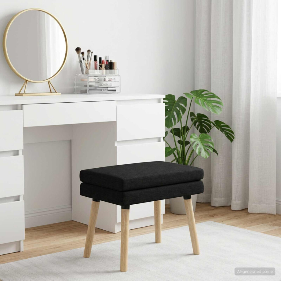 vidaXL Dubbel Laagige Bank Zwart 60 x 40 x 46 cm Stof vidaXL Dubbel Laagige Bank Zwart 60 x 40 x 46 cm Stof afbeelding 1