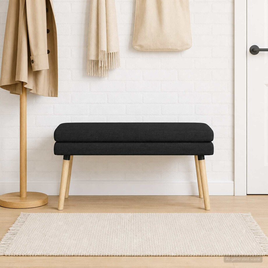 vidaXL Dubbel Laagige Bank Zwart 110 x 40 x 47 cm Stof vidaXL Dubbel Laagige Bank Zwart 110 x 40 x 47 cm Stof afbeelding 1