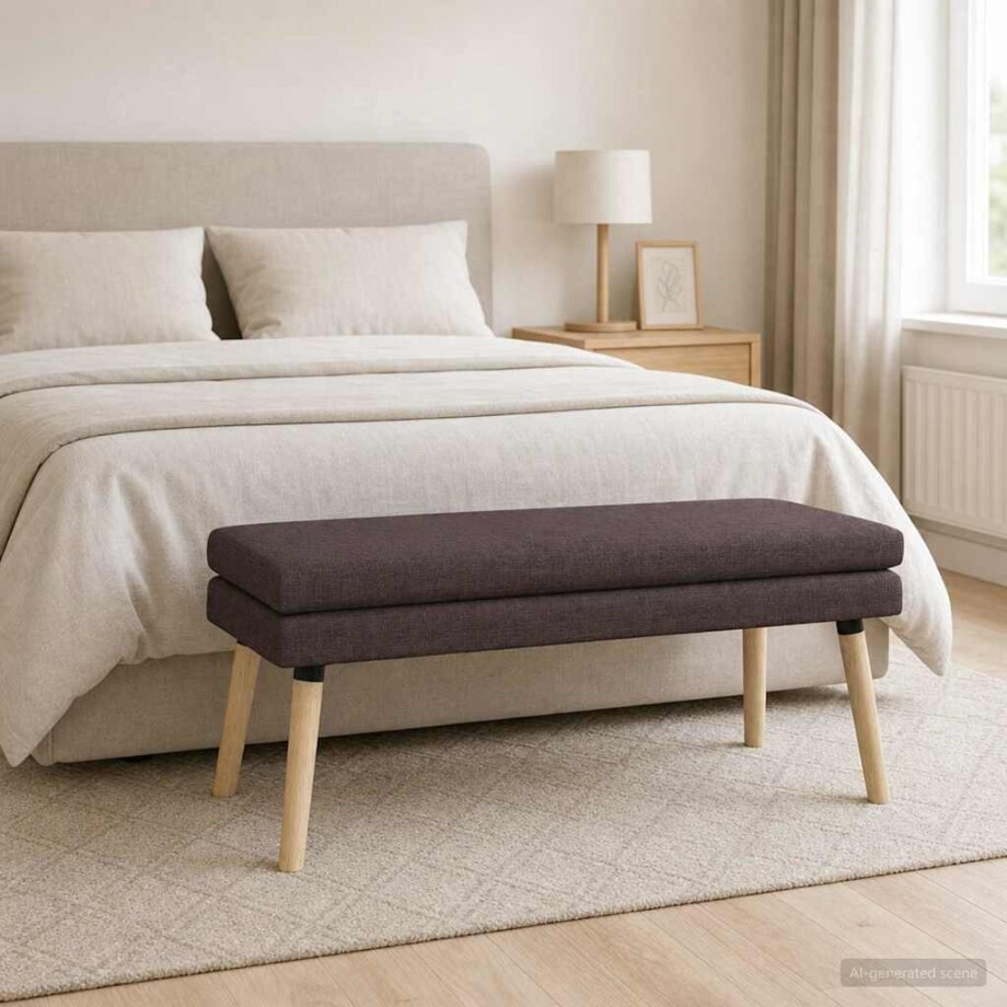 vidaXL Dubbel Laagige Bank Donkerbruin 110 x 40 x 47 cm Stof afbeelding 1