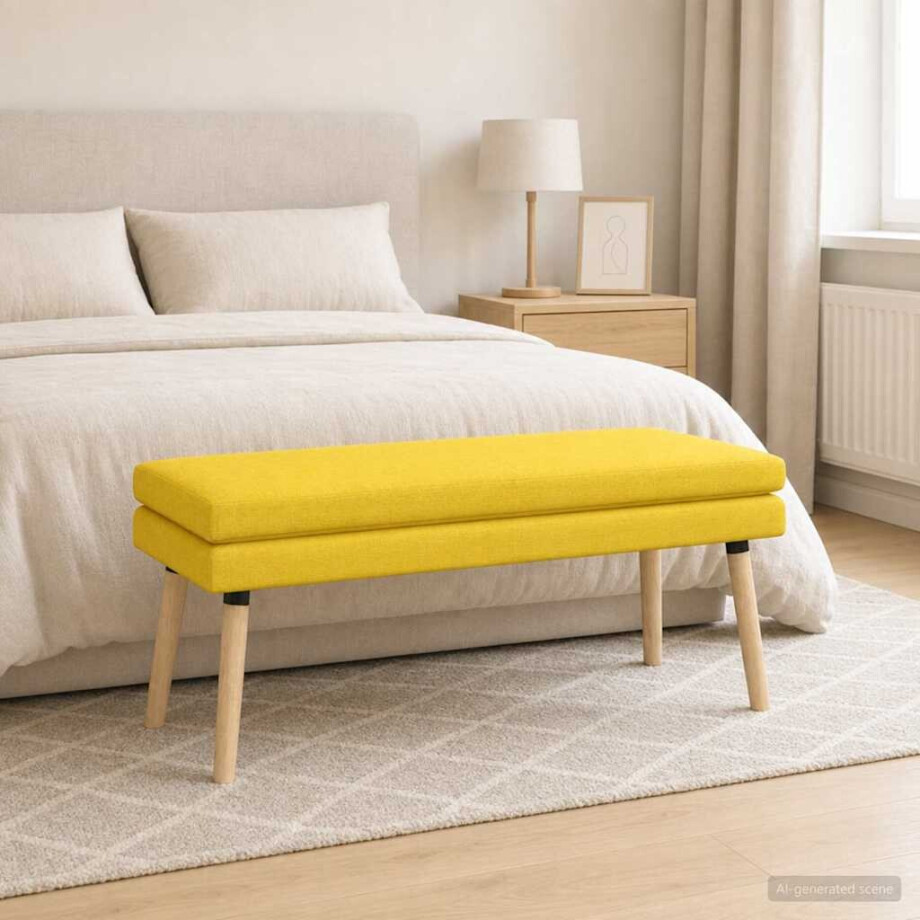 vidaXL Dubbel Laagige Bank Lichtgeel 110 x 40 x 47 cm Stof afbeelding 1