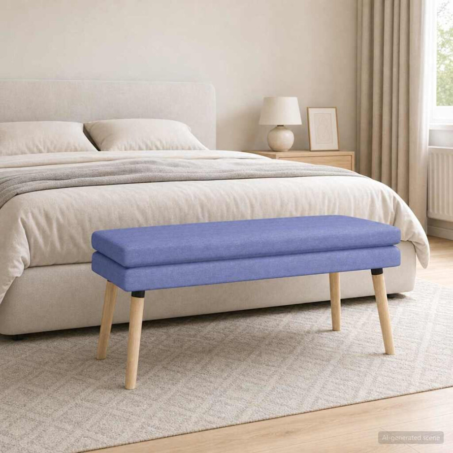 vidaXL Dubbel Laagige Bank Jeans Blauw 110 x 40 x 47 cm Stof afbeelding 1