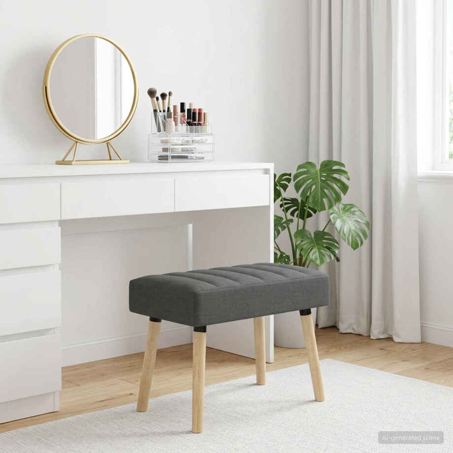 vidaXL Kanaal-geplooide bank Donkergrijs 60 x 40 x 45 cm Stof vidaXL Kanaal-geplooide bank Donkergrijs 60 x 40 x 45 cm Stof afbeelding 1