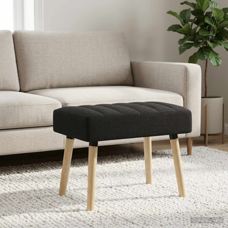 vidaXL Kanaal-geplooide bank Zwart 60 x 40 x 45 cm Stof vidaXL Kanaal-geplooide bank Zwart 60 x 40 x 45 cm Stof afbeelding 1
