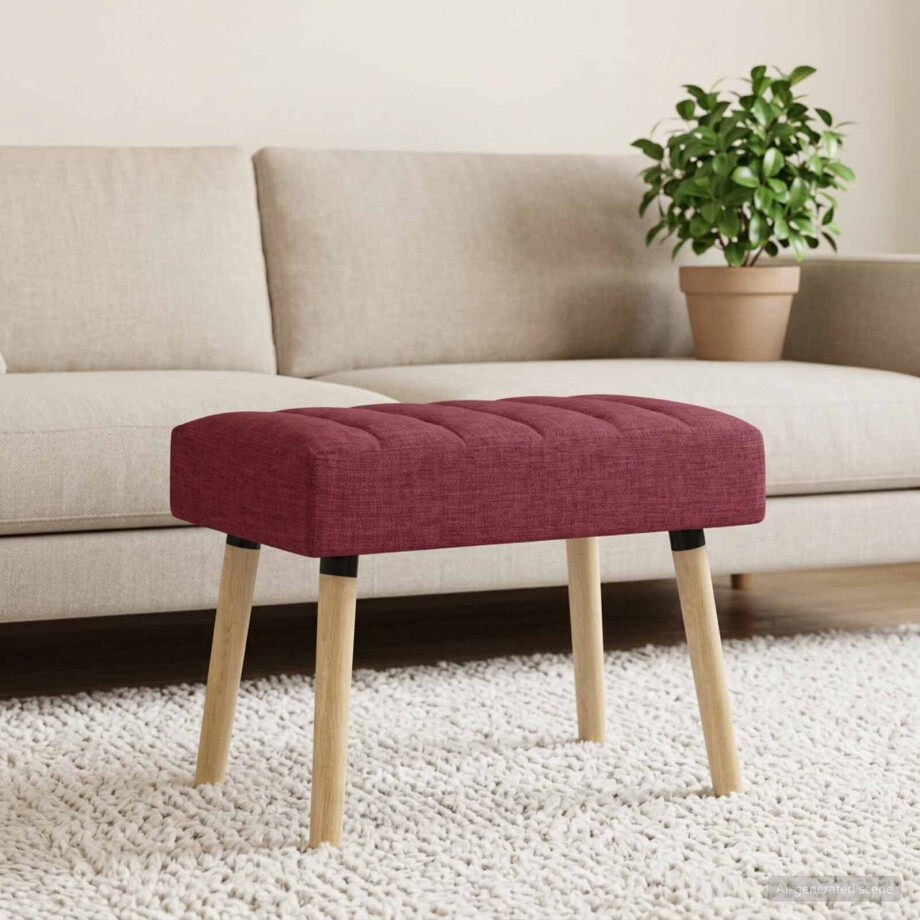 vidaXL Kanaal-geplooide bank Wijnrood 60 x 40 x 45 cm Stof vidaXL Kanaal-geplooide bank Wijnrood 60 x 40 x 45 cm Stof afbeelding 1