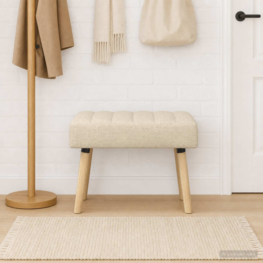 vidaXL Kanaal-geplooide bank Crèmekleurig 60 x 40 x 45 cm Stof vidaXL Kanaal-geplooide bank Crèmekleurig 60 x 40 x 45 cm Stof afbeelding 1