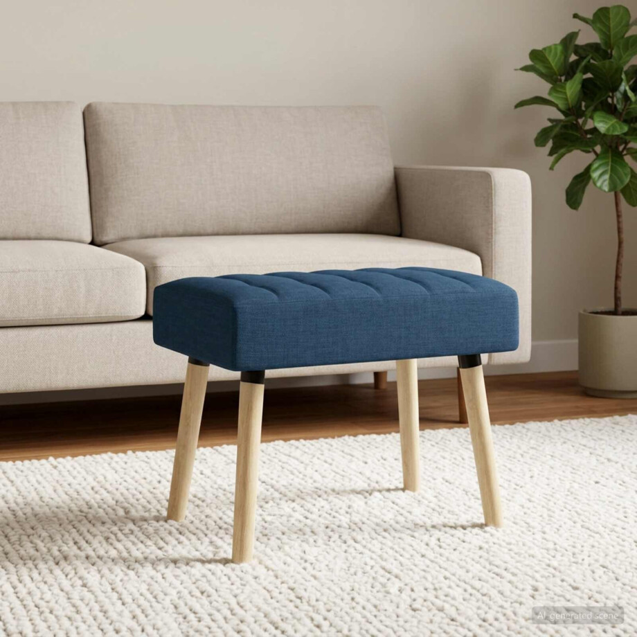 vidaXL Kanaal-geplooide bank Blauw 60 x 40 x 45 cm Stof afbeelding 1