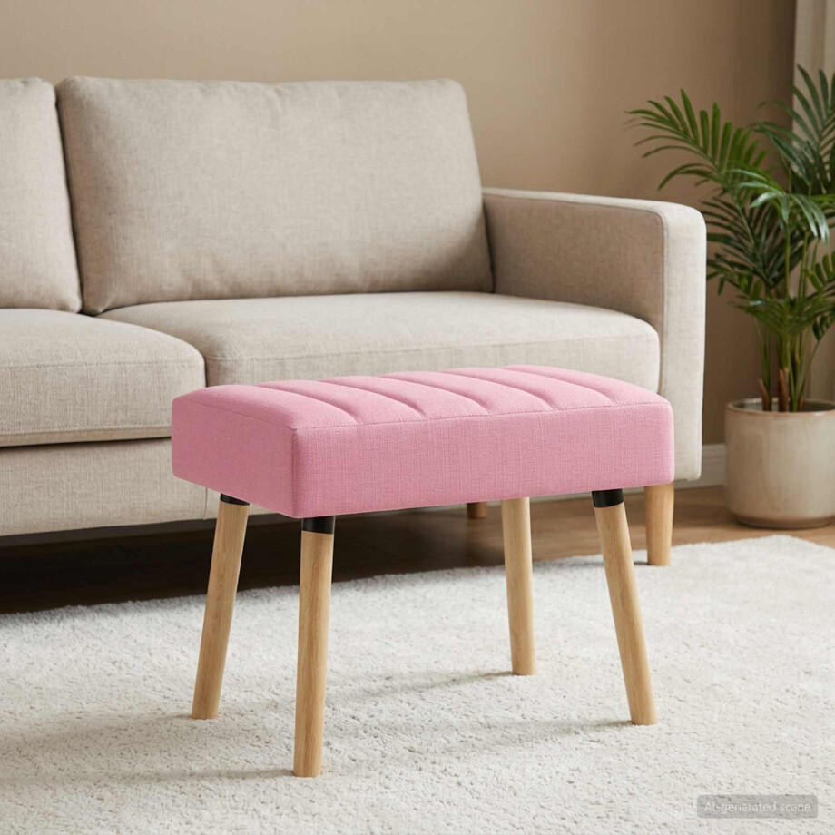 vidaXL Kanaal-geplooide bank Roze 60 x 40 x 45 cm Stof vidaXL Kanaal-geplooide bank Roze 60 x 40 x 45 cm Stof afbeelding 1