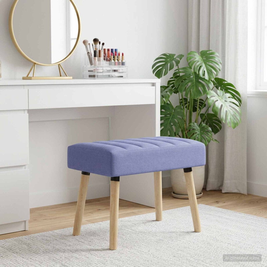 vidaXL Kanaal-geplooide bank Jeans Blauw 60 x 40 x 45 cm Stof afbeelding 1