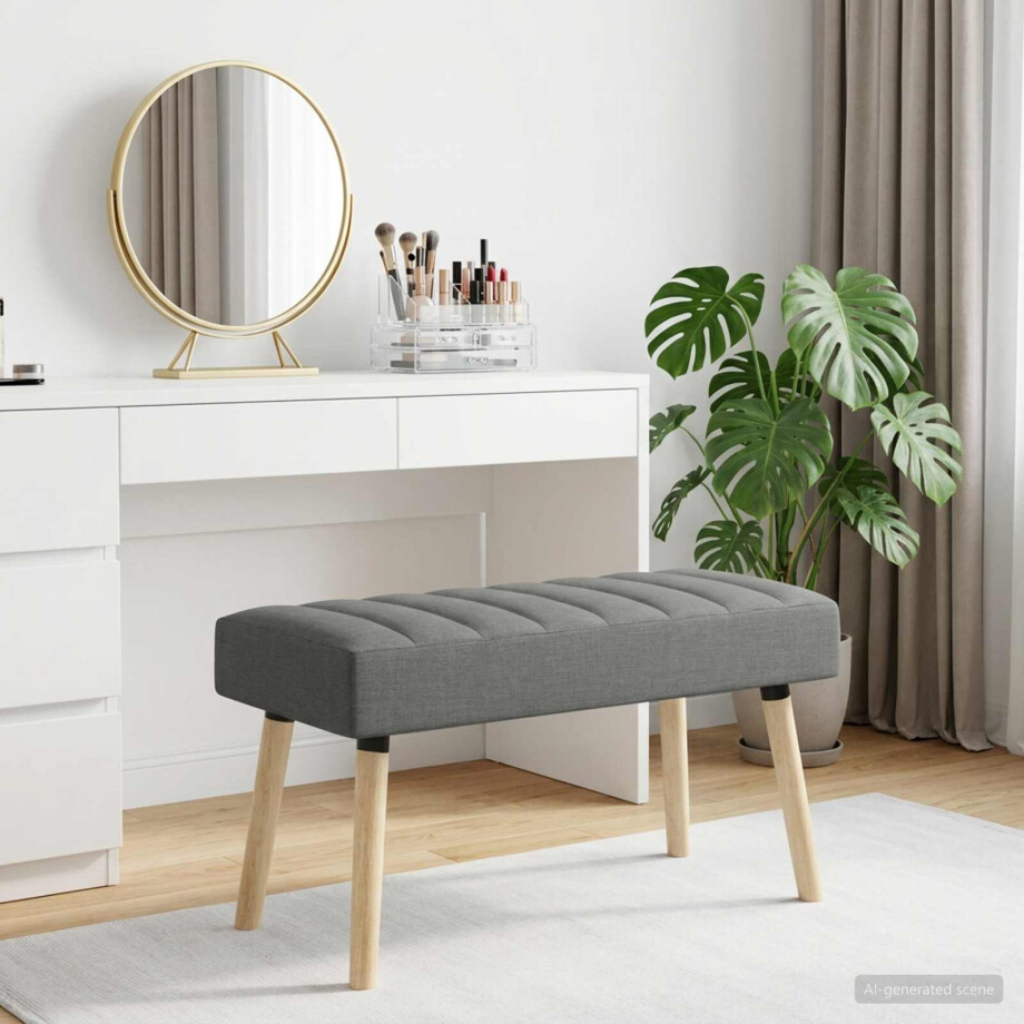 vidaXL Kanaal-geplooide bank Donkergrijs 80 x 40 x 46 cm Stof afbeelding 1