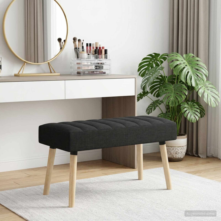 vidaXL Kanaal-geplooide bank Zwart 80 x 40 x 46 cm Stof vidaXL Kanaal-geplooide bank Zwart 80 x 40 x 46 cm Stof afbeelding 1