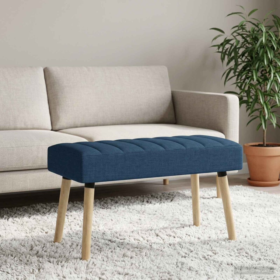 vidaXL Kanaal-geplooide bank Blauw 80 x 40 x 46 cm Stof afbeelding 1