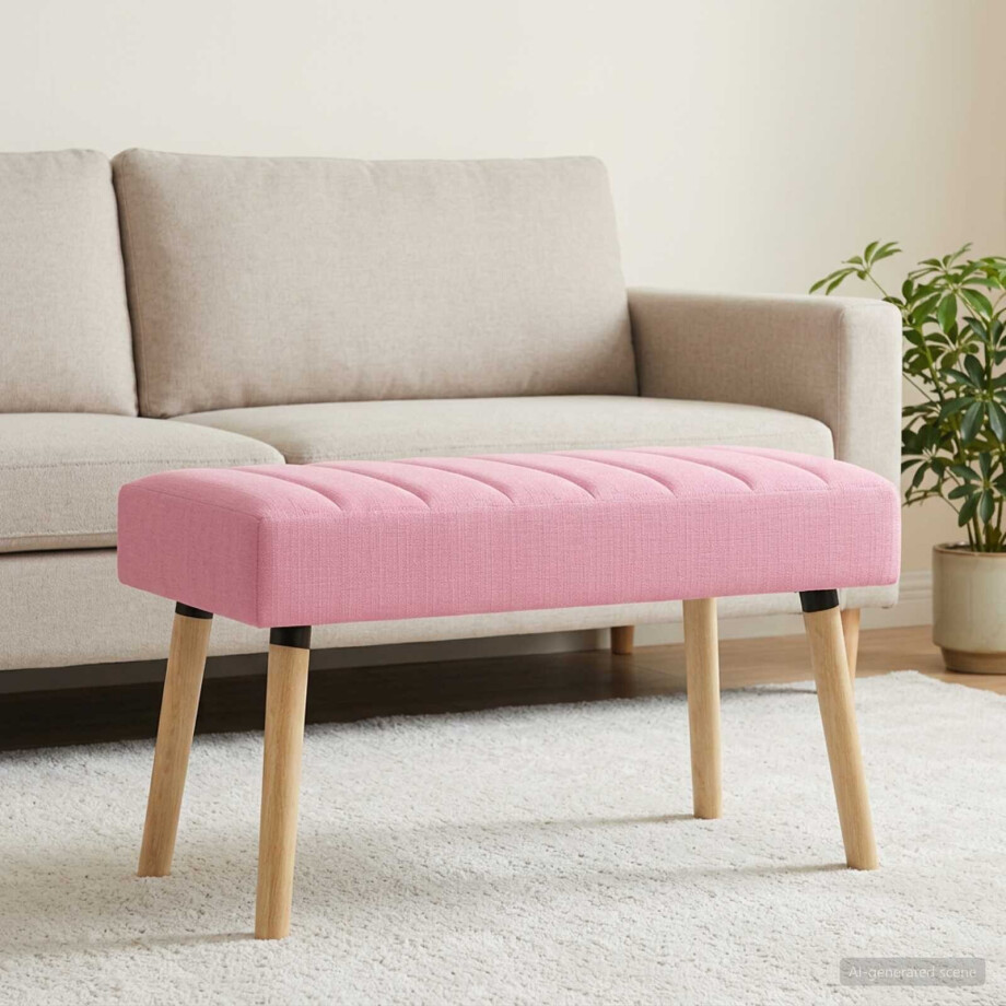 vidaXL Kanaal-geplooide bank Roze 80 x 40 x 46 cm Stof vidaXL Kanaal-geplooide bank Roze 80 x 40 x 46 cm Stof afbeelding 1