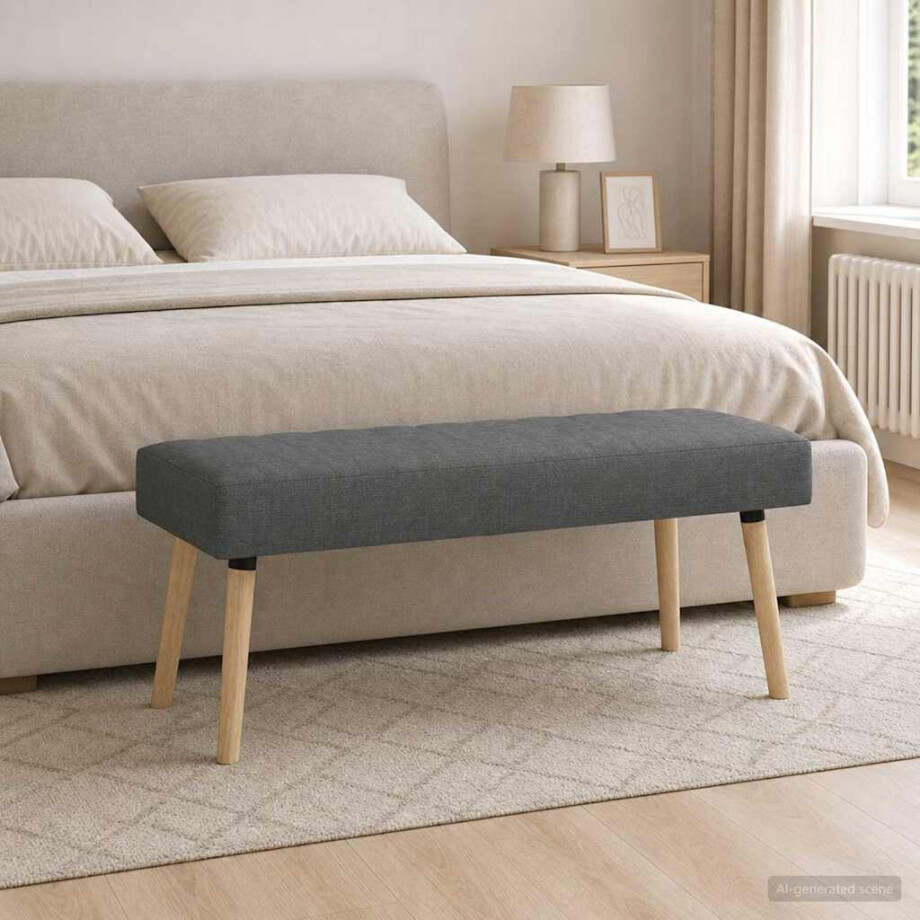 vidaXL Kanaal-geplooide bank Donkergrijs 110 x 40 x 46 cm Stof afbeelding 1