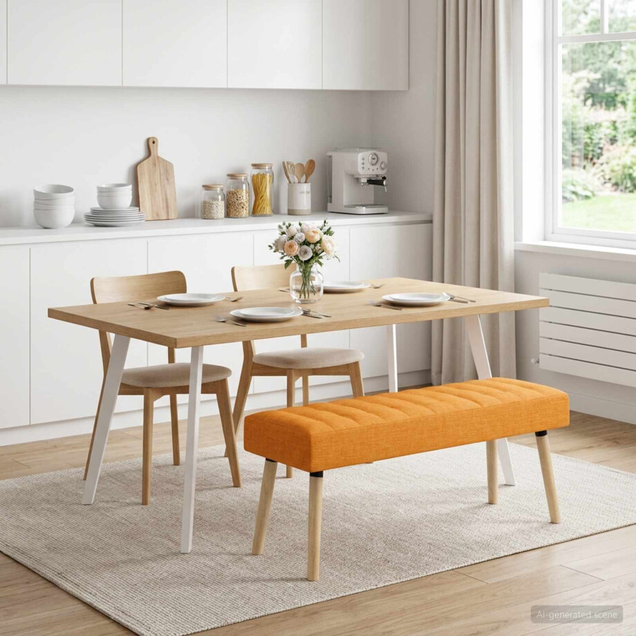 vidaXL Kanaal-geplooide bank Donkergeel 110 x 40 x 46 cm Stof afbeelding 1