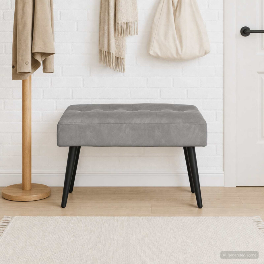 vidaXL Bank met knoopverstelling Lichtgrijs 60 x 40 x 45 cm fluweel vidaXL Bank met knoopverstelling Lichtgrijs 60 x 40 x 45 cm fluweel afbeelding 1