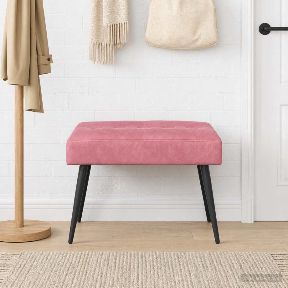 vidaXL Bank met knoopverstelling Roze 60 x 40 x 45 cm fluweel vidaXL Bank met knoopverstelling Roze 60 x 40 x 45 cm fluweel afbeelding 1