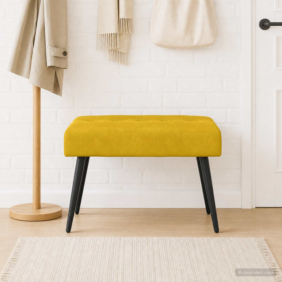 vidaXL Bank met knoopverstelling Geel 60 x 40 x 45 cm fluweel vidaXL Bank met knoopverstelling Geel 60 x 40 x 45 cm fluweel afbeelding 1