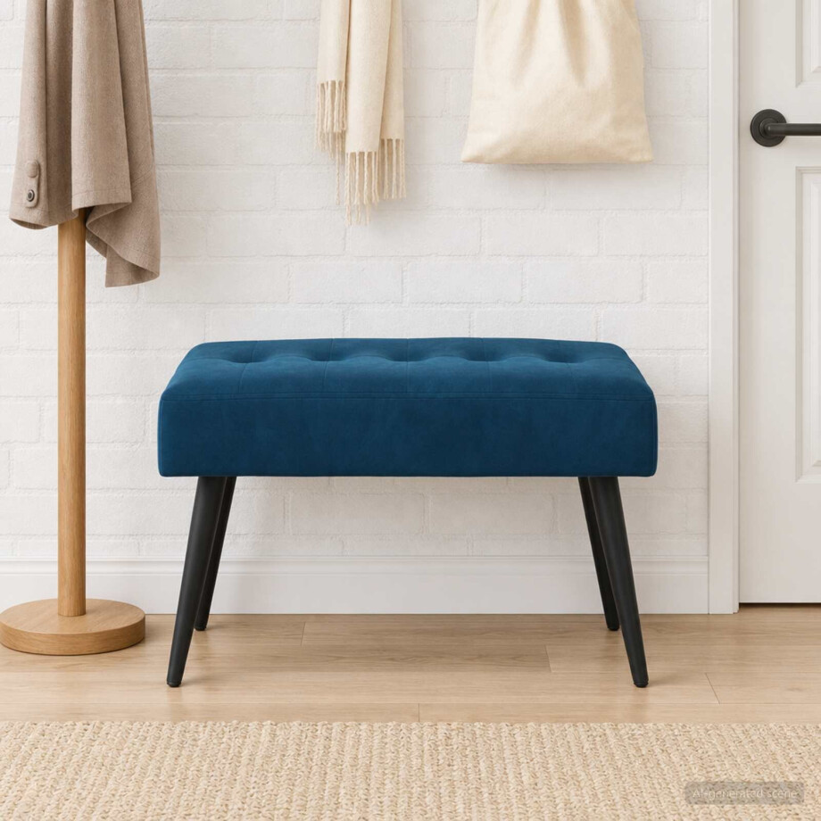 vidaXL Bank met knoopverstelling Blauw 60 x 40 x 45 cm fluweel vidaXL Bank met knoopverstelling Blauw 60 x 40 x 45 cm fluweel afbeelding 1