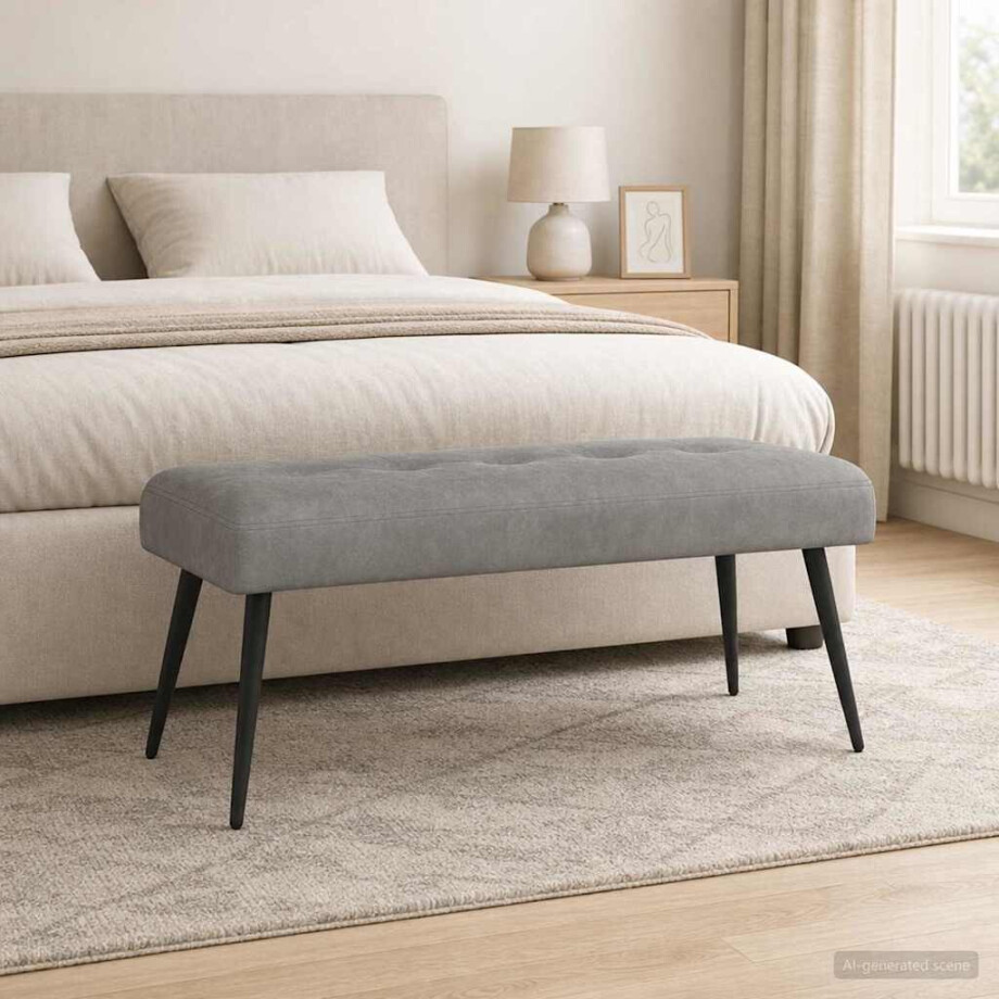 vidaXL Bank met knoopverstelling Lichtgrijs 110 x 40 x 46 cm fluweel vidaXL Bank met knoopverstelling Lichtgrijs 110 x 40 x 46 cm fluweel afbeelding 1