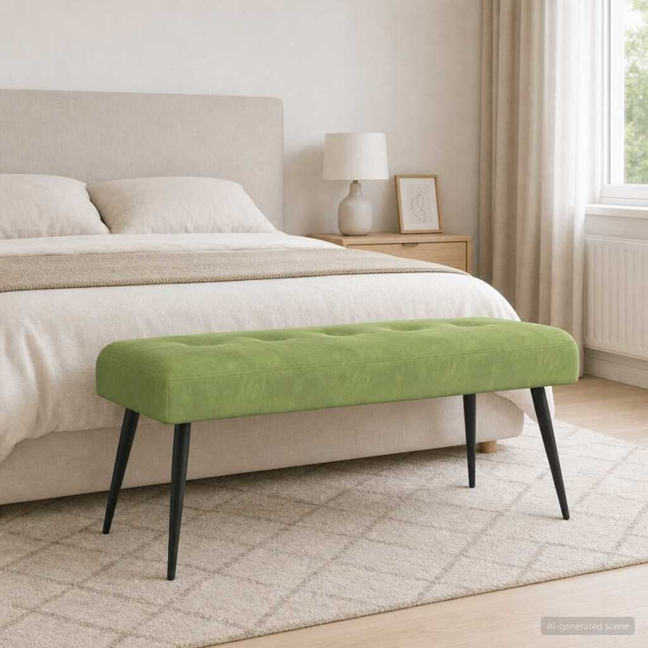vidaXL Bank met knoopverstelling Lichtgroen 110 x 40 x 46 cm fluweel afbeelding 1