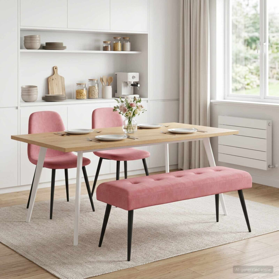 vidaXL Bank met knoopverstelling Roze 110 x 40 x 46 cm fluweel vidaXL Bank met knoopverstelling Roze 110 x 40 x 46 cm fluweel afbeelding 1