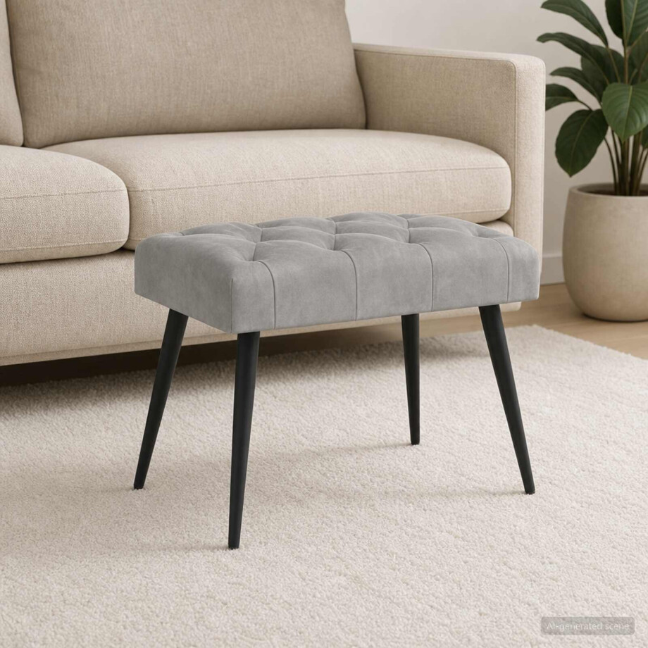 vidaXL Bank met knoopverstelling Lichtgrijs 60 x 40 x 45 cm Fluweel vidaXL Bank met knoopverstelling Lichtgrijs 60 x 40 x 45 cm Fluweel afbeelding 1
