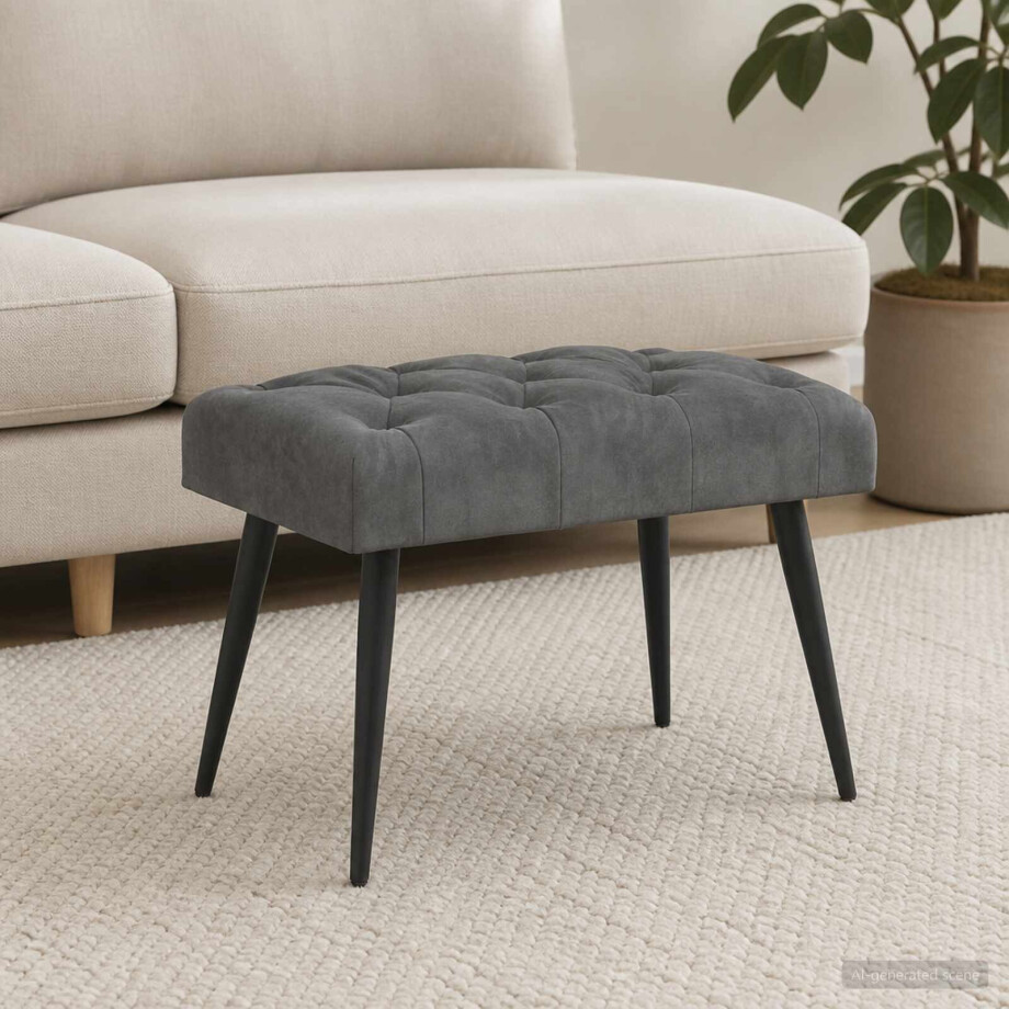 vidaXL Bank met knoopverstelling Donkergrijs 60 x 40 x 45 cm Fluweel vidaXL Bank met knoopverstelling Donkergrijs 60 x 40 x 45 cm Fluweel afbeelding 1