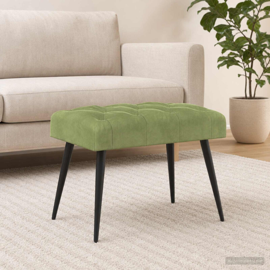 vidaXL Bank met knoopverstelling Lichtgroen 60 x 40 x 45 cm Fluweel vidaXL Bank met knoopverstelling Lichtgroen 60 x 40 x 45 cm Fluweel afbeelding 1
