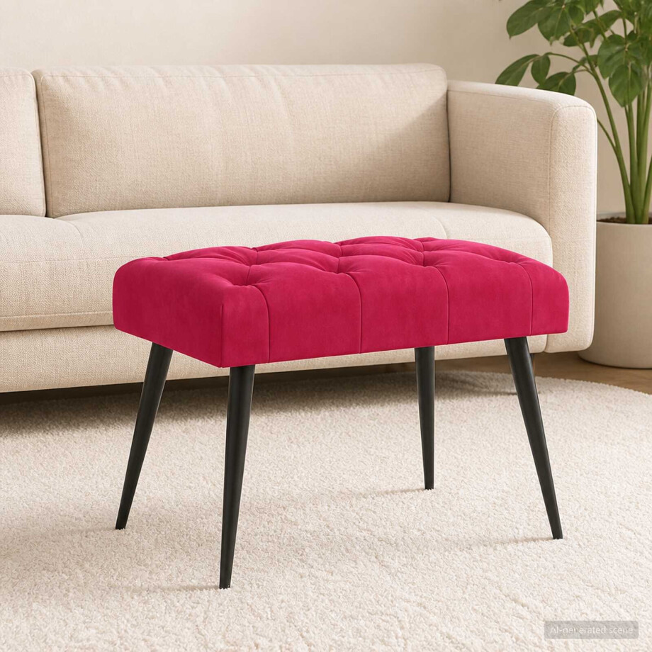 vidaXL Bank met knoopverstelling Wijnrood 60 x 40 x 45 cm Fluweel vidaXL Bank met knoopverstelling Wijnrood 60 x 40 x 45 cm Fluweel afbeelding 1