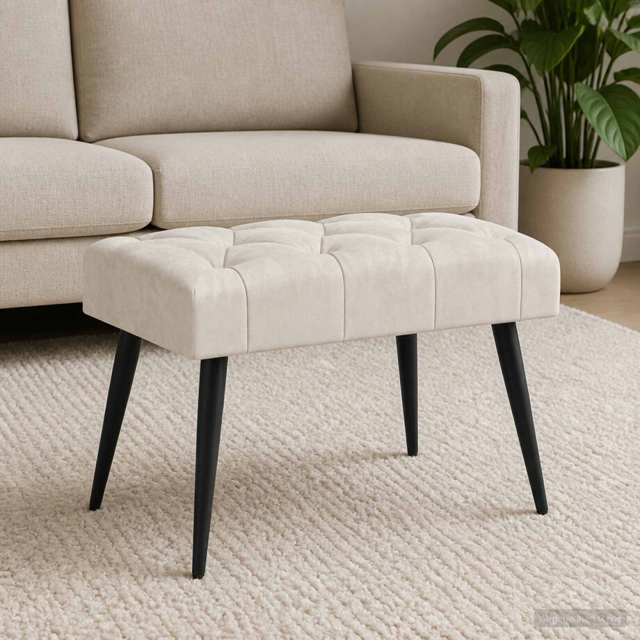 vidaXL Bank met knoopverstelling Crèmekleurig 60 x 40 x 45 cm Fluweel vidaXL Bank met knoopverstelling Crèmekleurig 60 x 40 x 45 cm Fluweel afbeelding 1