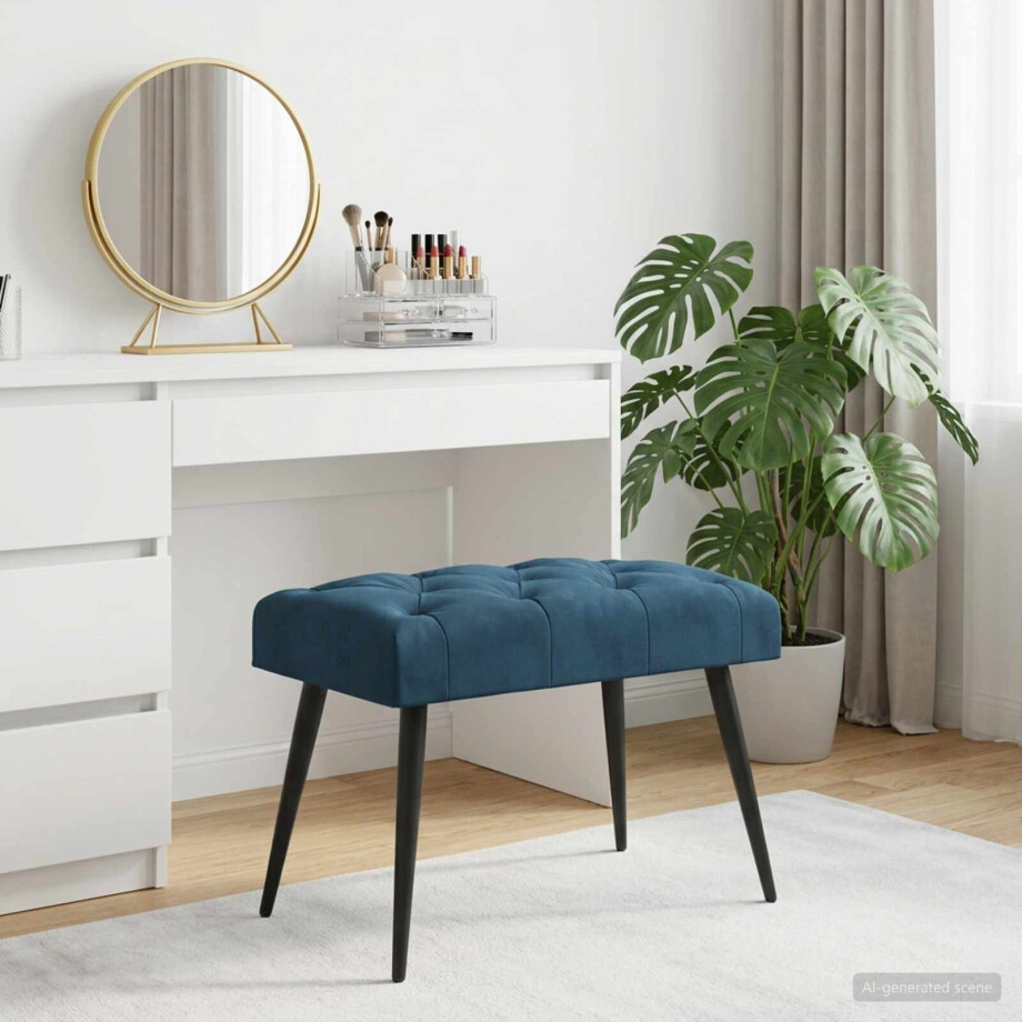 vidaXL Bank met knoopverstelling Blauw 60 x 40 x 45 cm Fluweel vidaXL Bank met knoopverstelling Blauw 60 x 40 x 45 cm Fluweel afbeelding 1